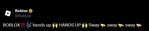 Roblox (@Roblox)
ROBLOX ‼️🎶 hands up 🙌 HANDS UP 🙌 Sway 🫳 sway 🫳 sway 🫳