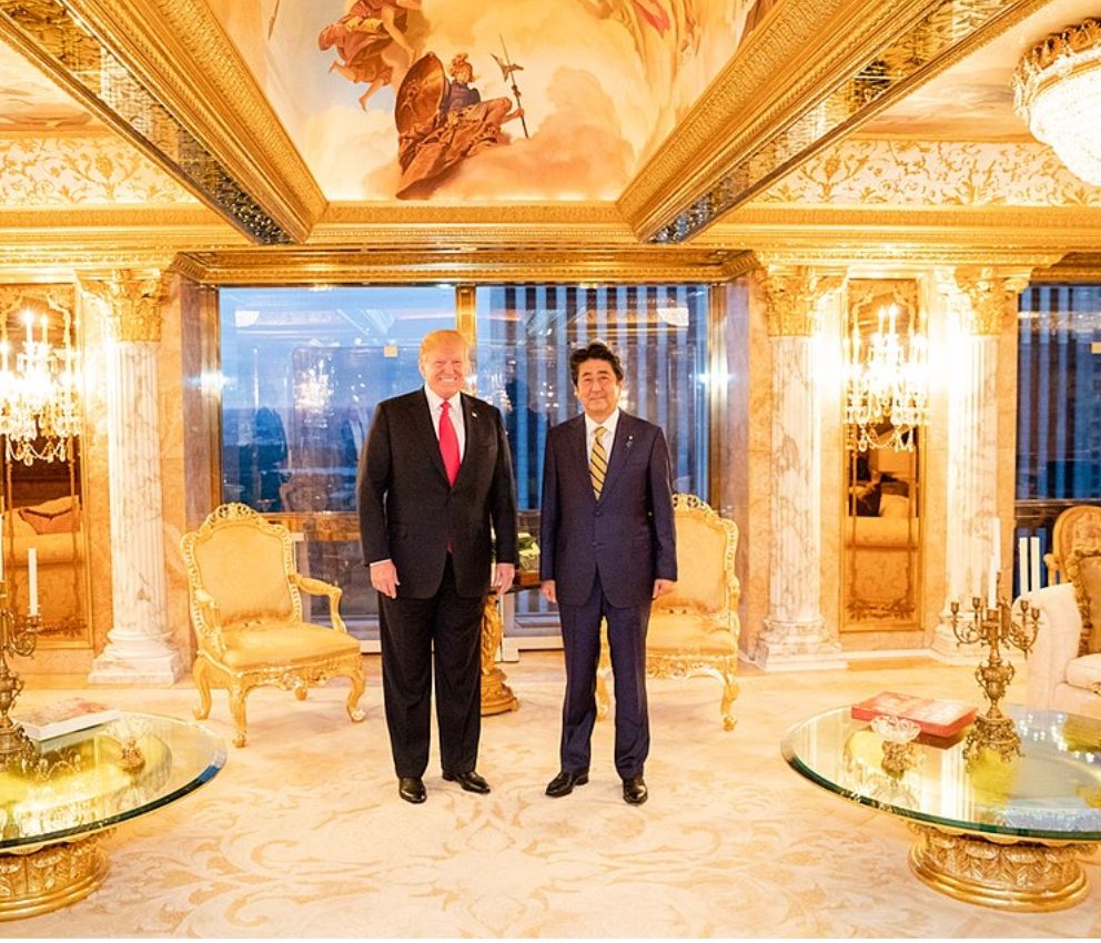 Trump in his New York penthouse, which gilds the gilding on the plastic lily. 