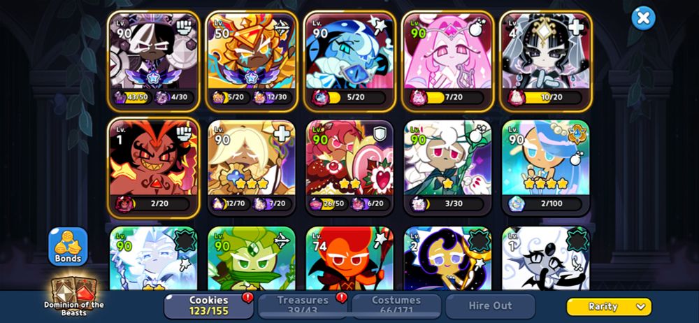 Screencap of owned cookies; all of the beasts are there now. Somehow.