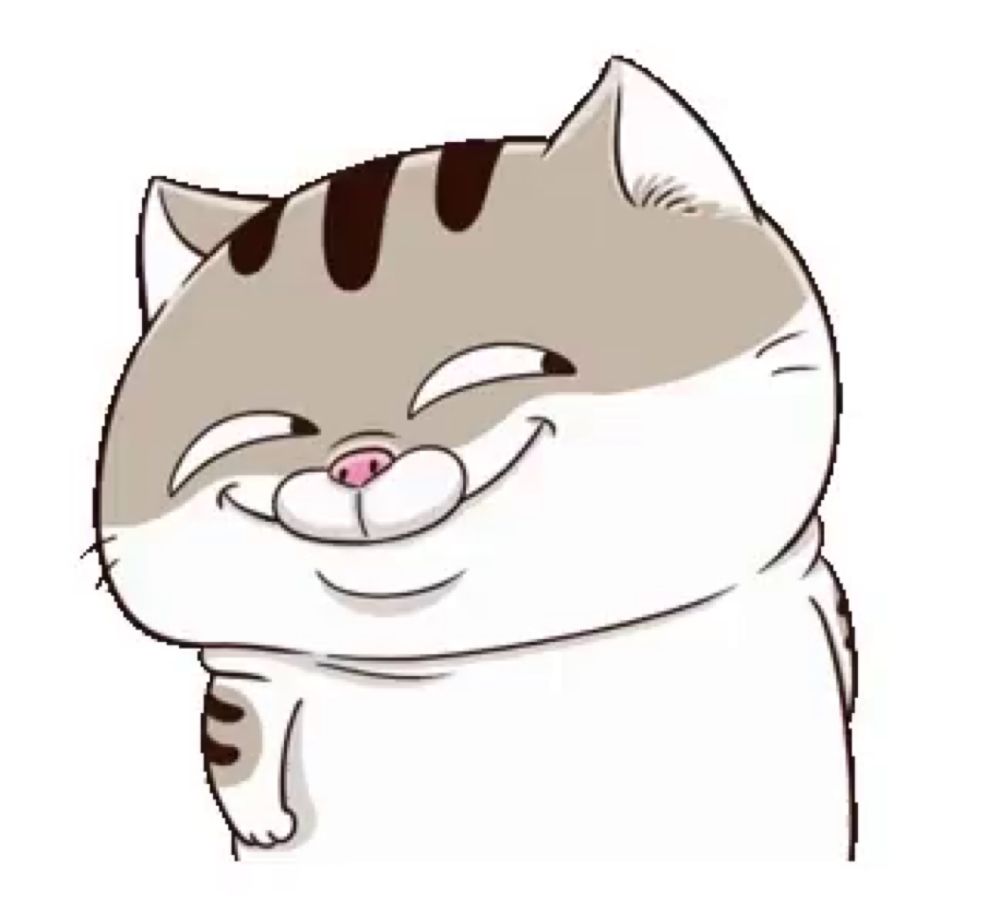 a cartoon cat is making a funny face with its eyes closed .