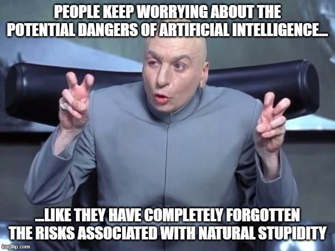 People keep worrying about the potential dangers of artificial intelligence like they have completely forgotten the risks associated with natural stupidity.
