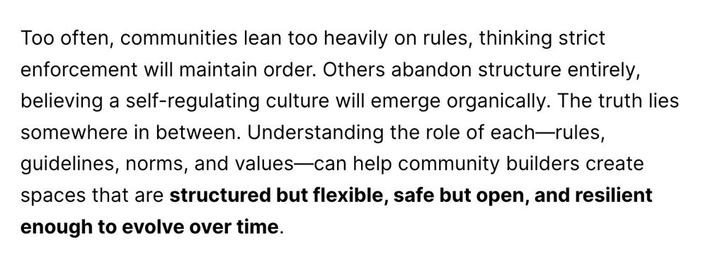 An image of a snippet of an article about community rules, guidelines, norms, and values.