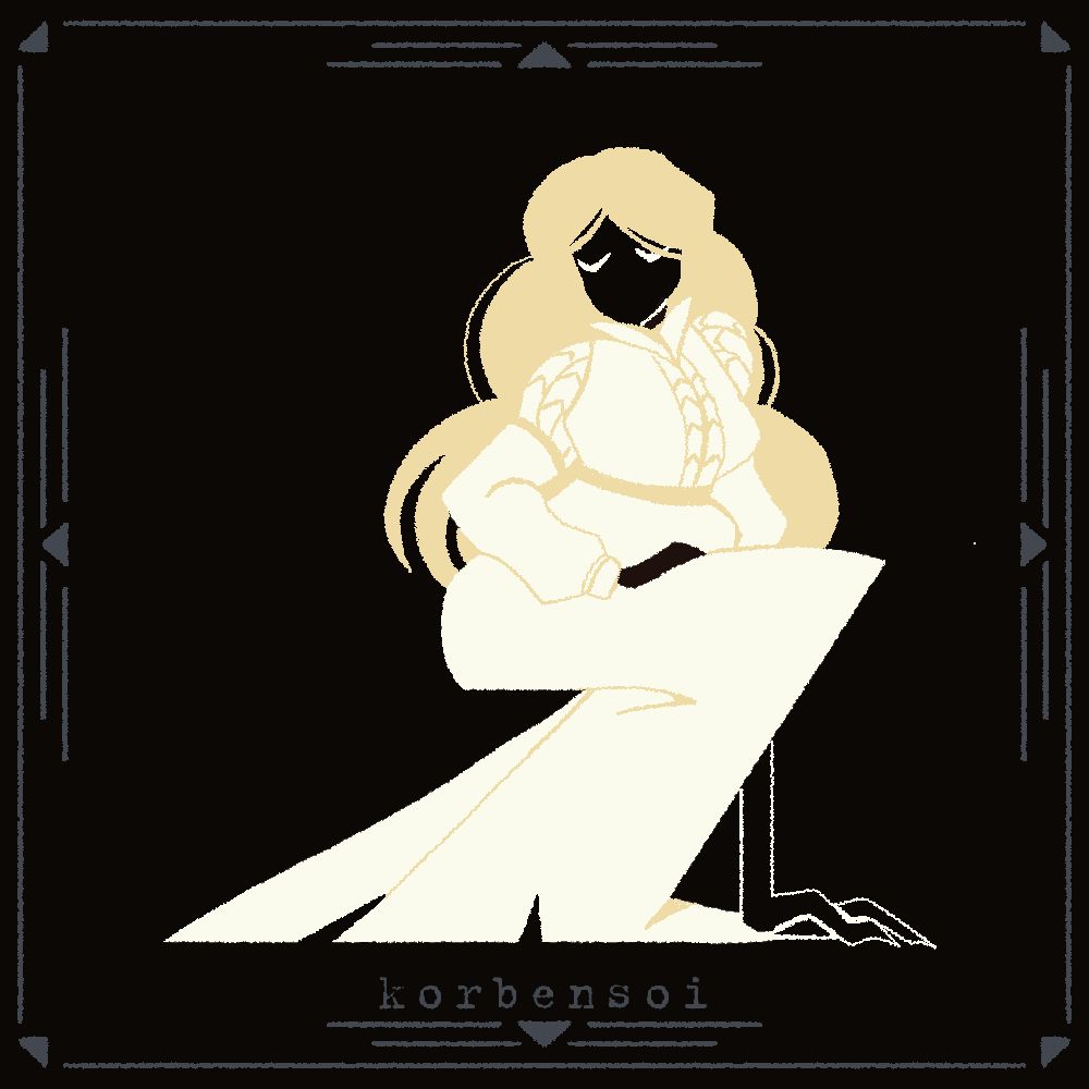 A digital icon of my backrooms entity OC called The Mother. The entity assumes the look of a woman (presumably in her 40s), with lush blonde hair, dressed in a long light yellow dress. Her face, as well as arms, are pure black, made of an unknown substance. 