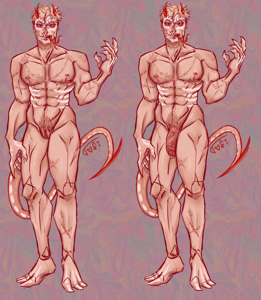 Naked Simon Ghost Riley. Two versions, one with a pussy and the other with a cock.