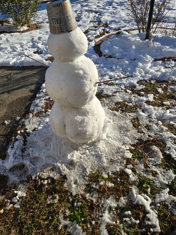 Backside of a snowman with a big butt
