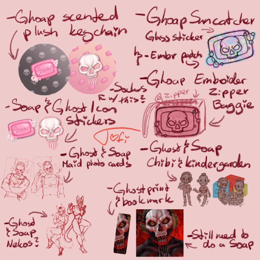 Loose to-do list of CoD and Ghoap art merch I want to make