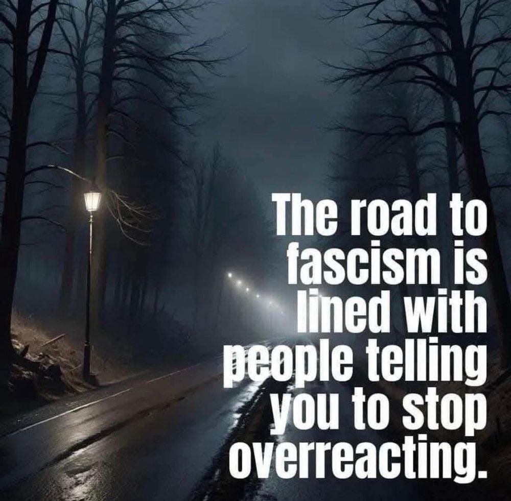The road to fascism is lined with people telling you to stop over reacting