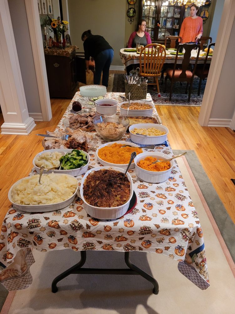 Thanksgiving spread of food
