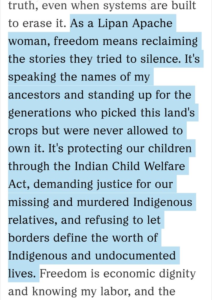 What freedom means for a Native American woman. 