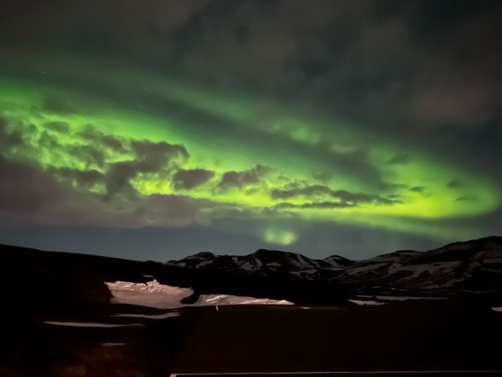 The northern lights in Akureyri, Iceland