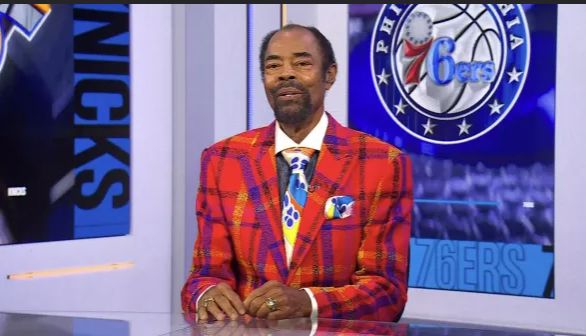 Walt Clyde Frazier looking resplendent in his new suit.