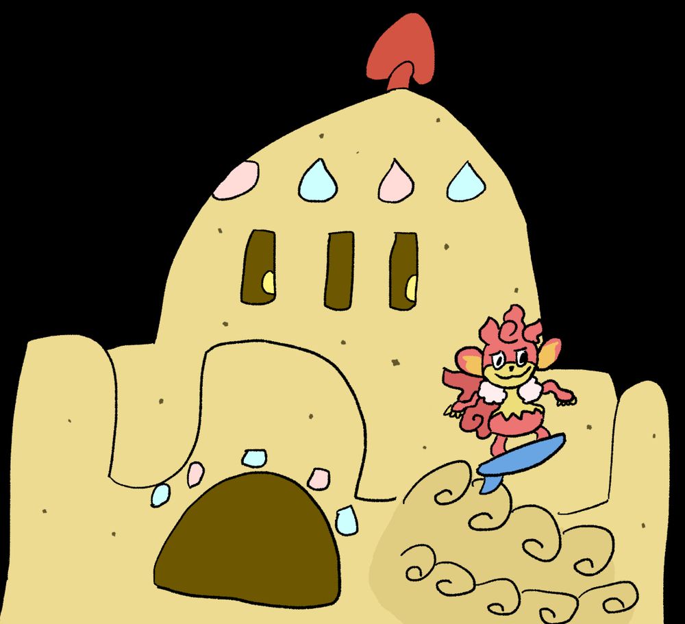 a simisear surfing on a giant palossand