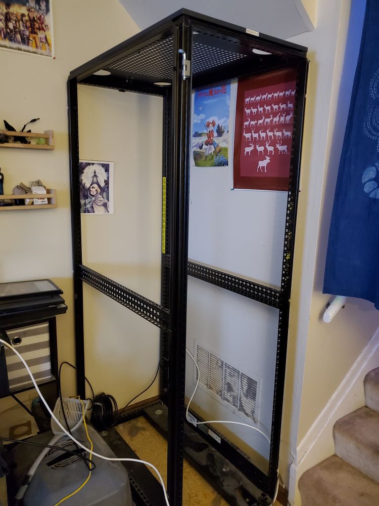 An equipment rack frame that is empty