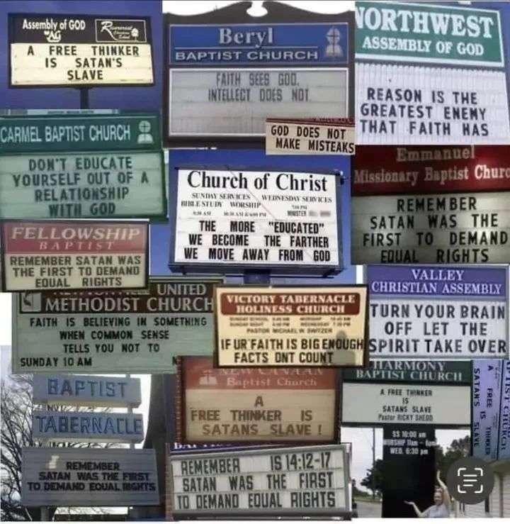 Billboards demonizing free thought 