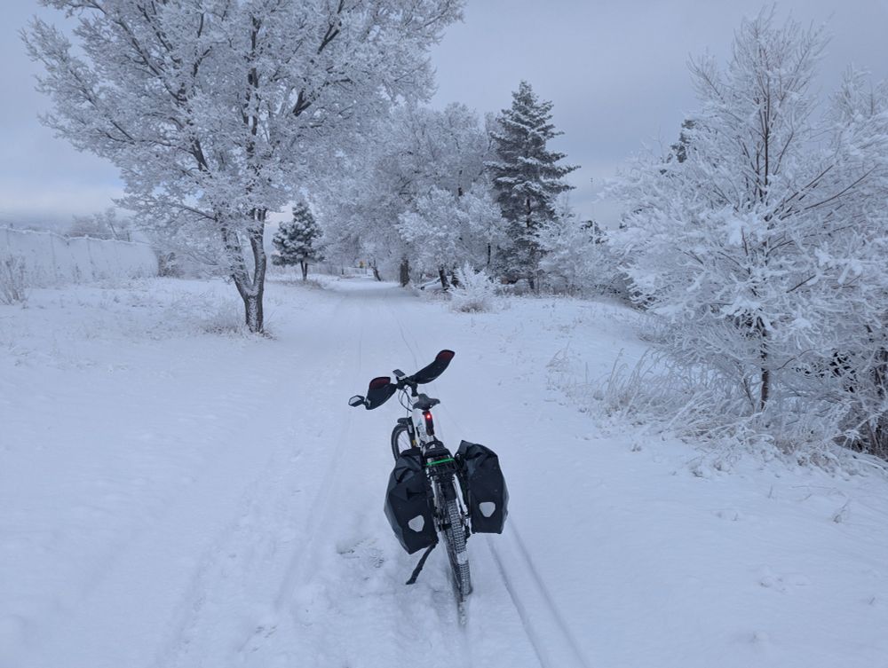 My bike on a snowy path