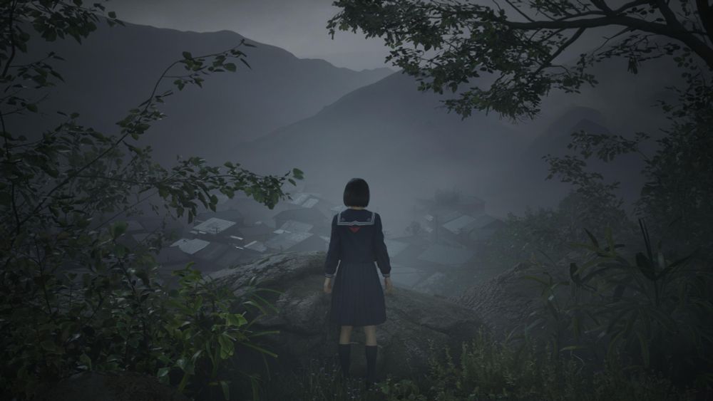 Hinako stands on a hill overlooking Ebisugaoka