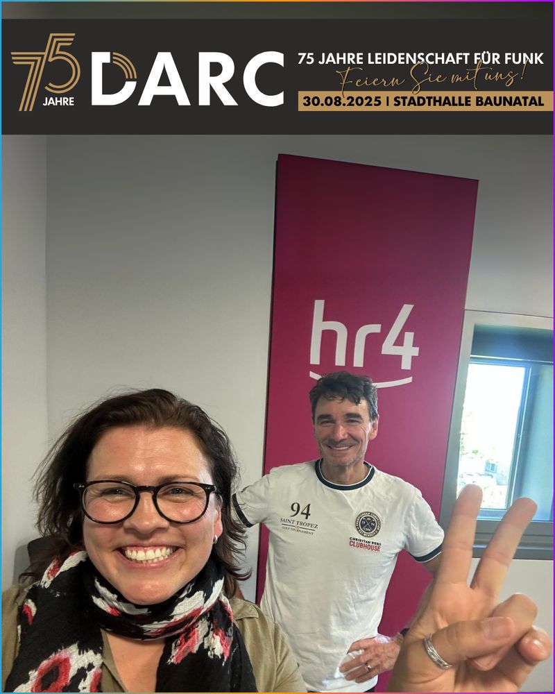 Stephanie Heine, DO7PR und Uwe Becker vom HR4-Team in den Räumen des Senders.