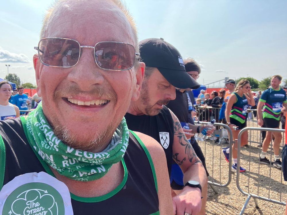 Selfie in my Vegan Runners and Green Runner gear, at the end of the Hull 10k, smiling through my sunnies in the East Hull sun 🌞 