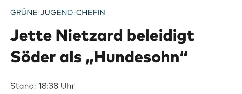 Grüne-Jugend-Chefin
Jette Nietzard beleidigt Söder als „Hundesohn“
Stand: 18:38 Uhr