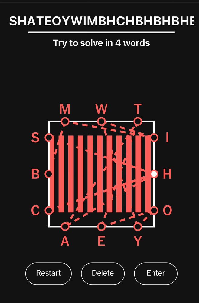 New York Times Letter boxed game connecting all letters by using a nonsensical word