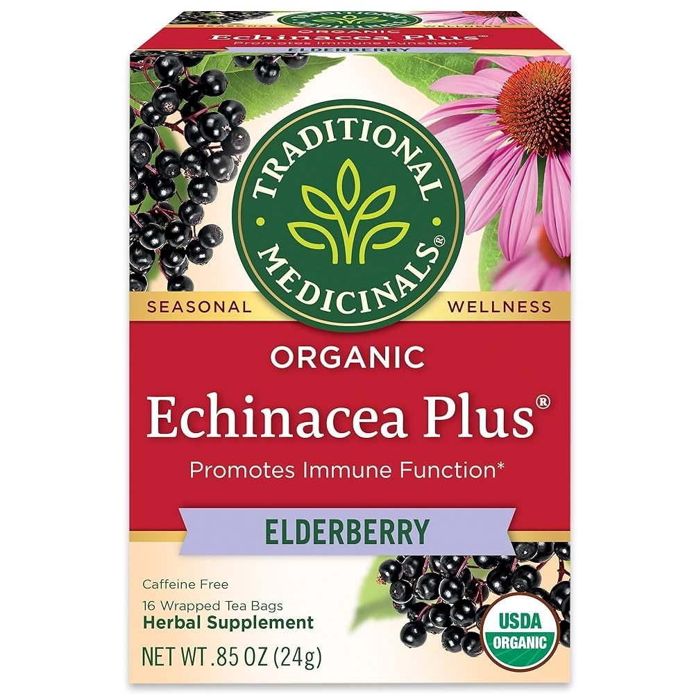 A box of echinacea plus tea with elderberry 
