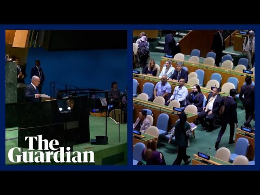 Delegates walk out of UN general assembly chamber ahead of Israeli PM's speech