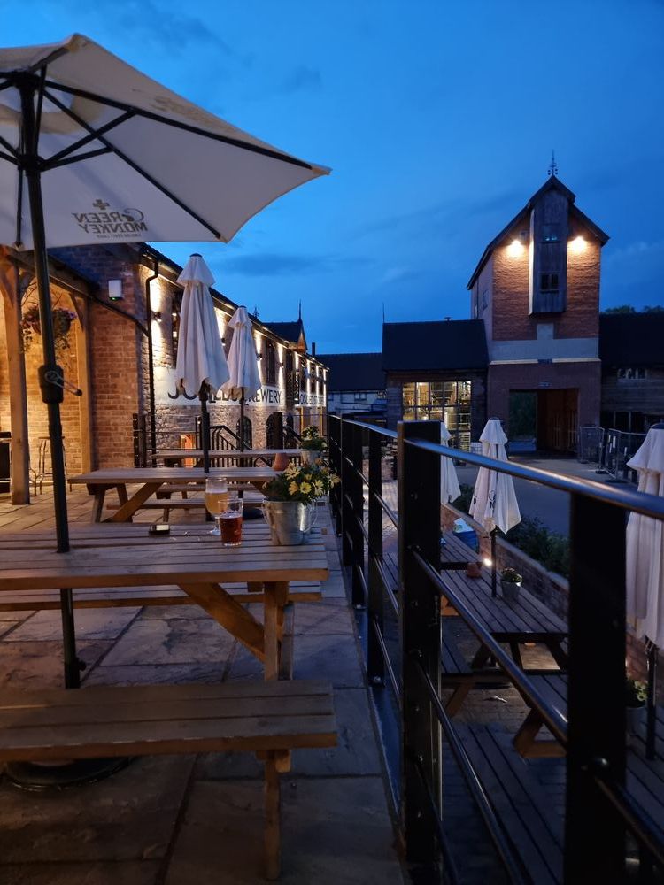 looking across the Joules Brewery yard from the Stag. The  Red Lion is on the other side of the yard