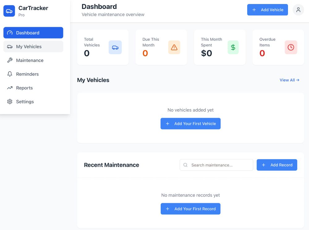 A web app to keep track of car maintenance
