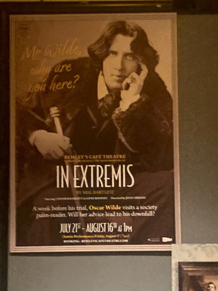 Picture shows a poster for IN EXTREMIS - a play on in Bewleys cafe Theatre July - August 16th 2025
