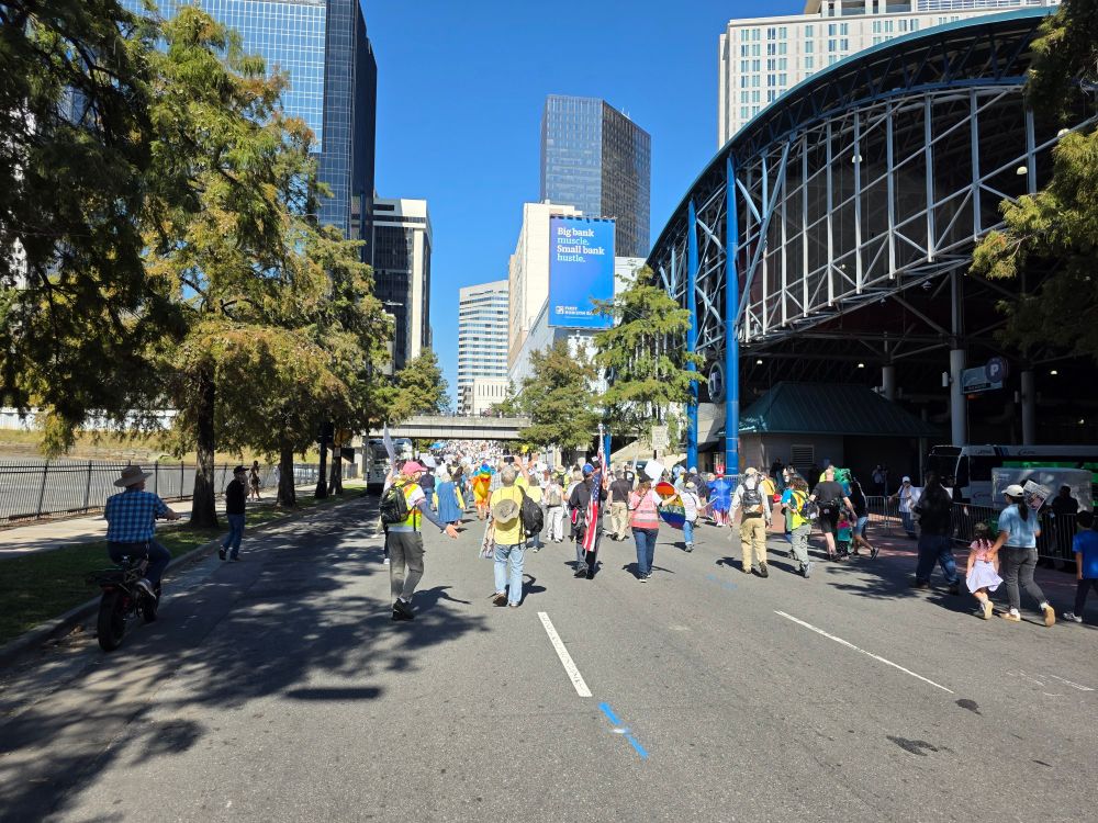 Peaceful demonstrators marching in Charlotte NC 