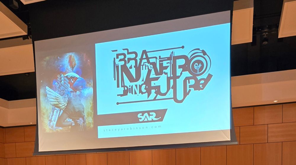 The title slide of "Branding the Afrofuture" presented by Stacey A Robinson.