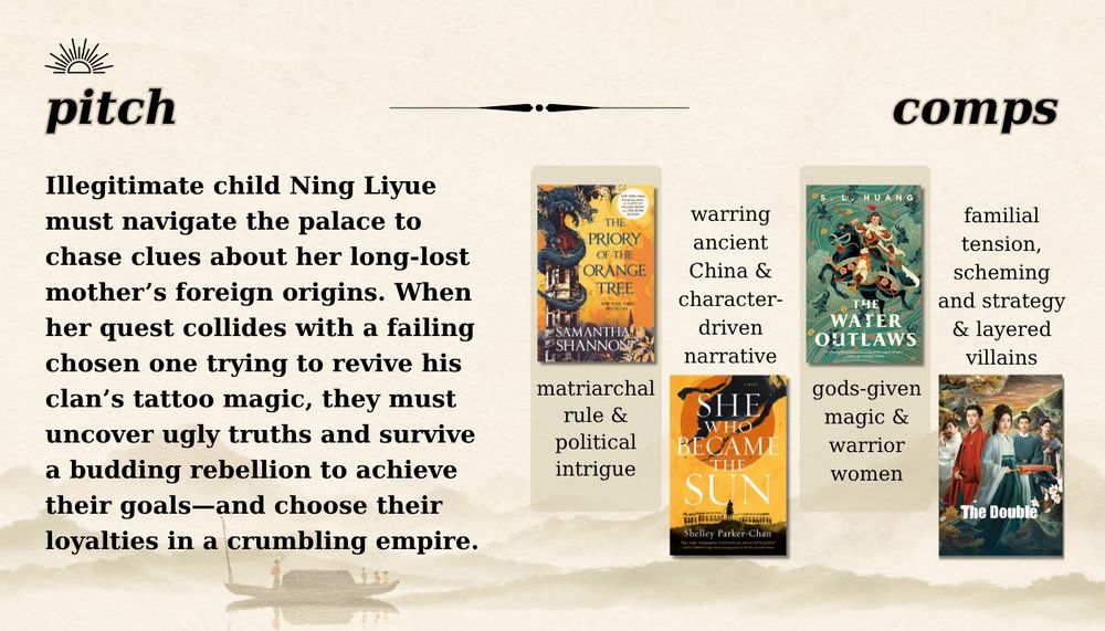 Illegitimate child Ning Liyue must navigate the palace to chase clues about her long-lost mother’s foreign origins. When her quest collides with a failing chosen one trying to revive his tribe’s tattoo magic, they must uncover ugly truths and survive a budding rebellion to achieve their goals—and choose their loyalties in a crumbling empire.