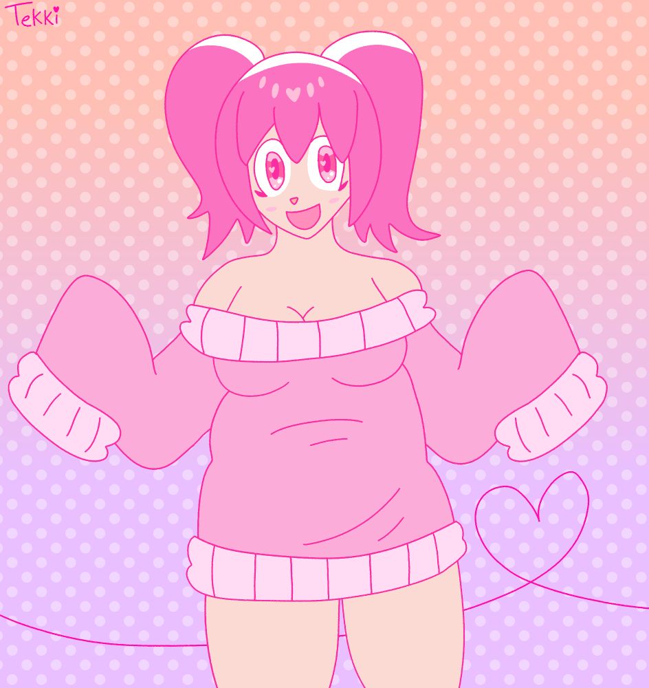 Digital fanart of Tekki wearing a sweater dress with oversized sleeves