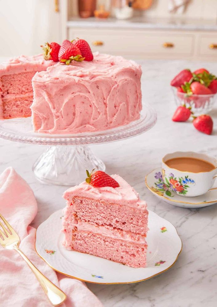 Pink strawberry cake