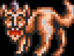 the human-faced dog enemy from Contra 3 smiling sprite in the true ending