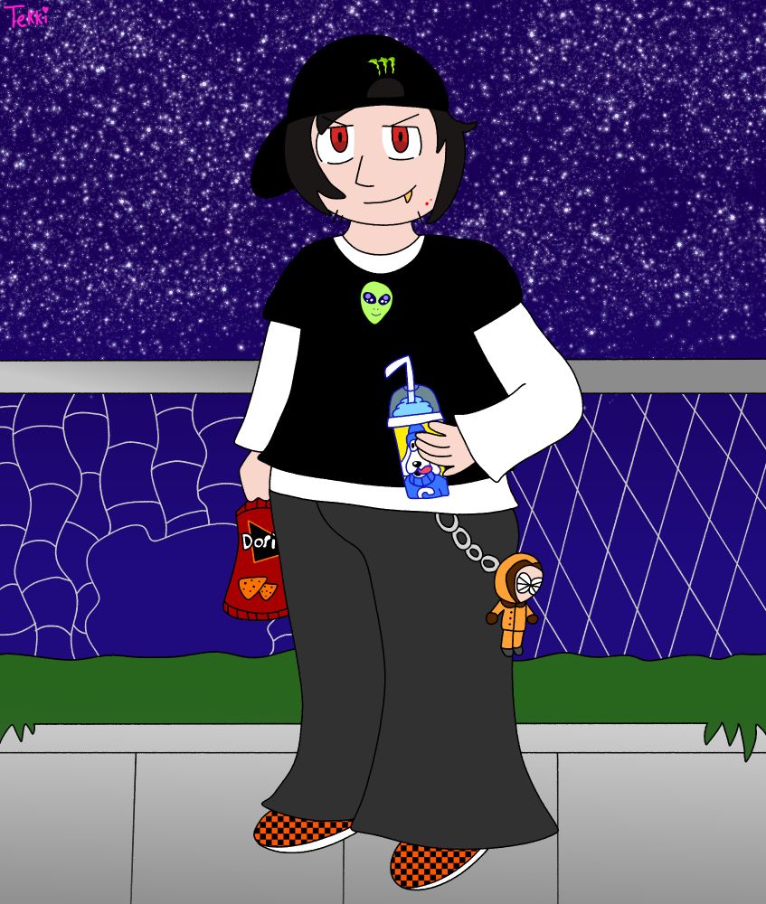 Digital fanart of Kevin Spencer dressed in an "olderbrothercore" inspired look. 