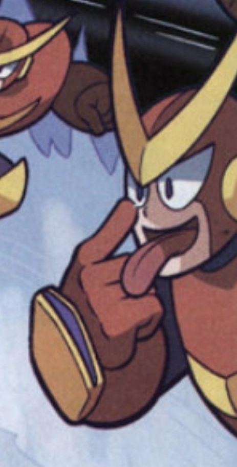 Quickman in the Megaman Archie comic sticking his tongue out.