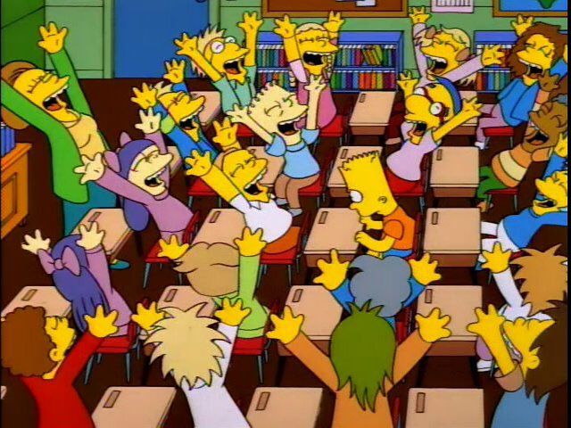 the whole class cheering that he said the line