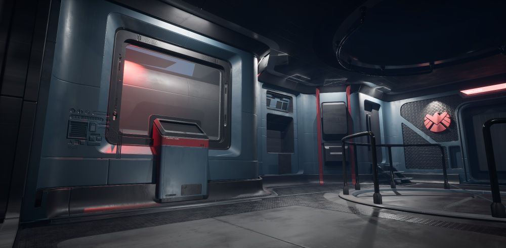 sci fi ship interior showing whole interior space