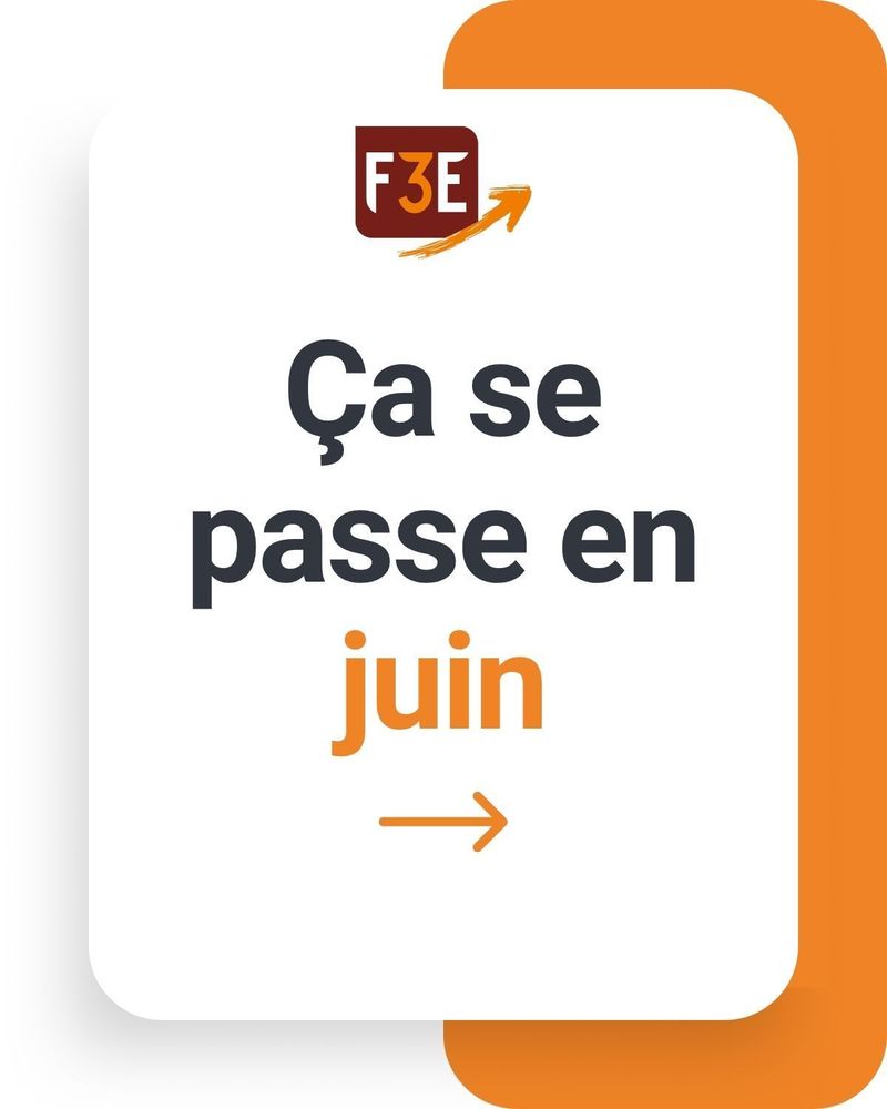 Design blanc et orange avec le texte "ça se passe en juin"