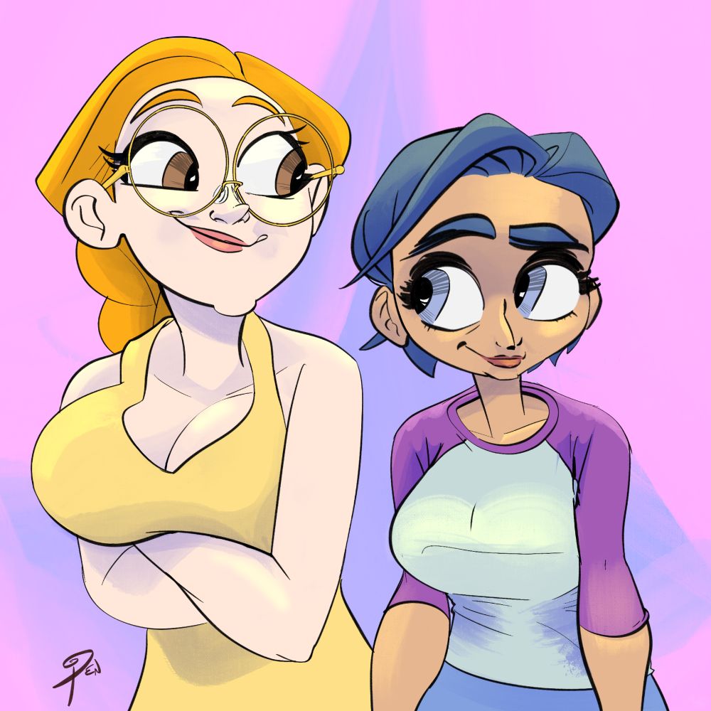 Lily (left) & Penny (right) drawn when I was going thru a big Max Sarin phase (<3 Max Sarin's art so @#$ing much)