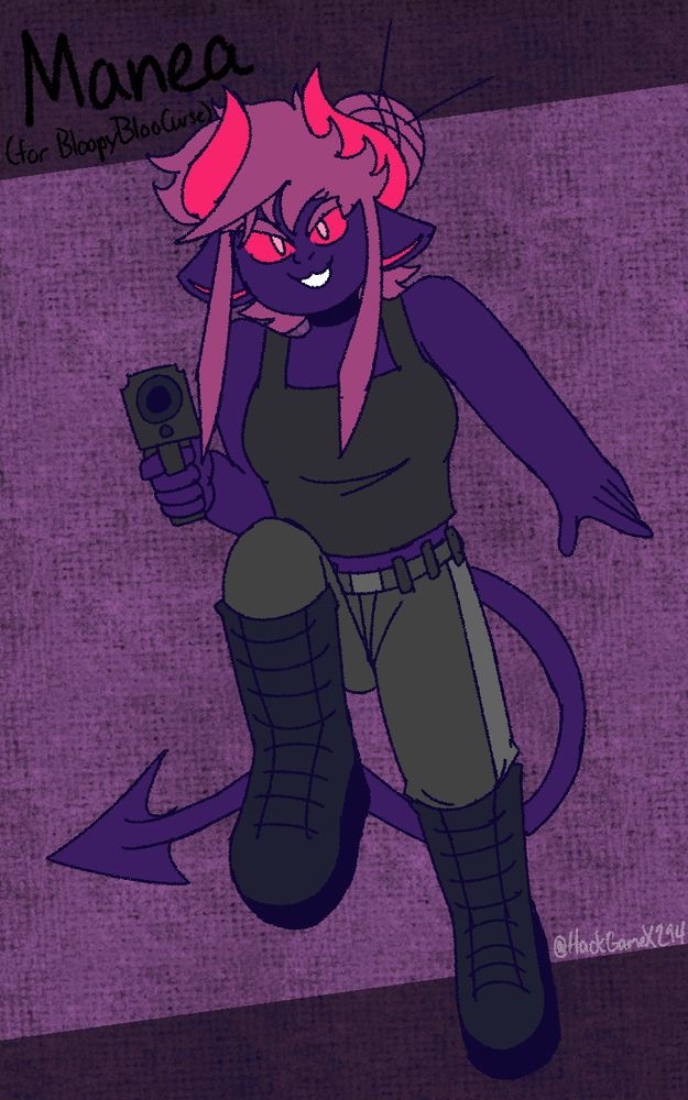 Manea points a gun at the camera while being at the air.