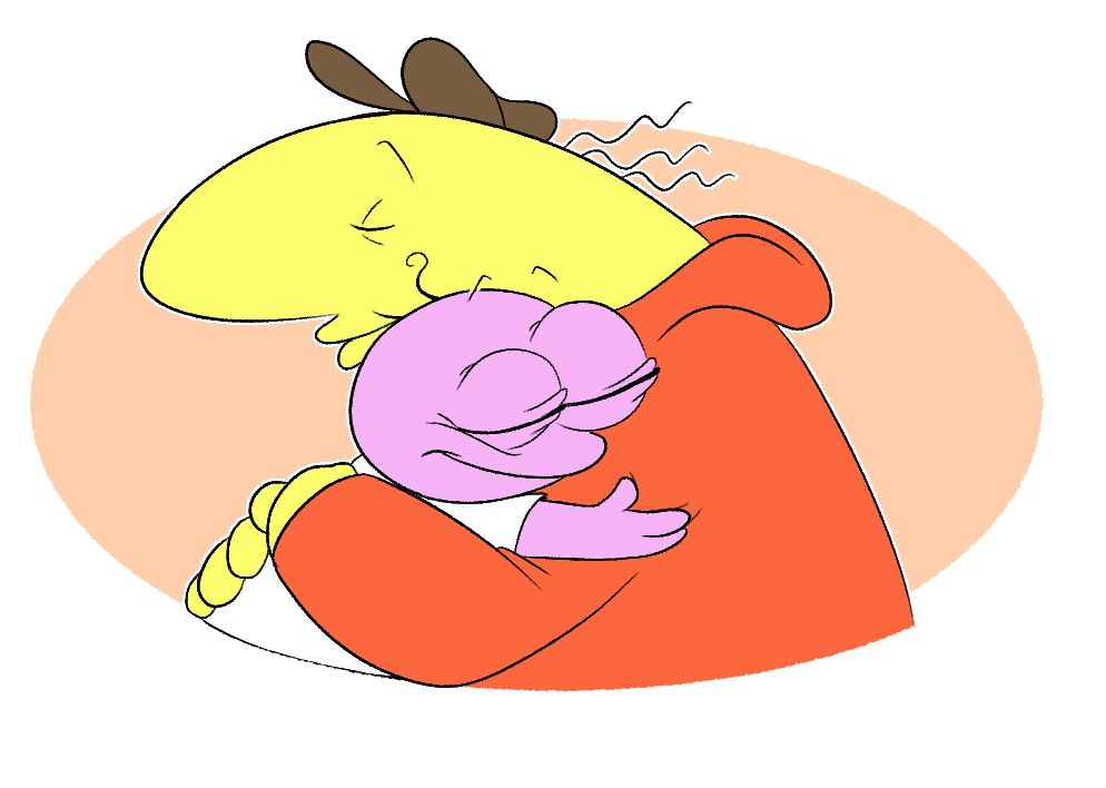 Charlie & Pim hugging each other.