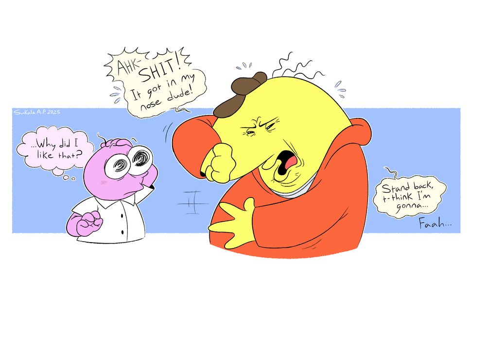 Charlie getting an itchy nose whilst Pim experiences self-discovery.
