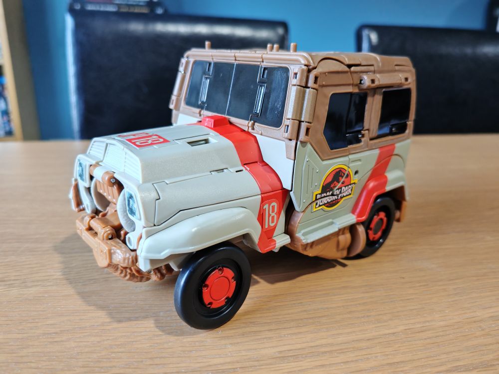 A perfectly normal if slightly bloated Jurassic Park jeep