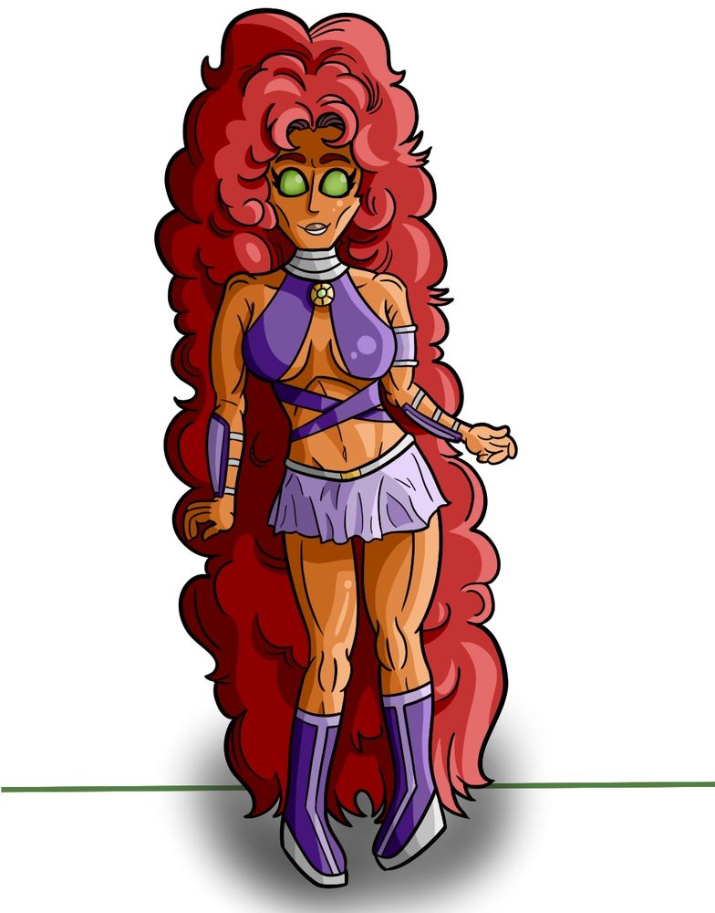 Um design da personagem Estelar ou starfire da dc comics do grupo teen tintans em estilo cartoon feito no clipstudio 
