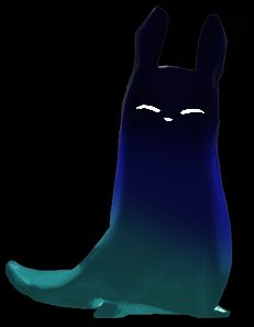 a screenshot of monk from rain world colorshifted to a gradient of blue tones