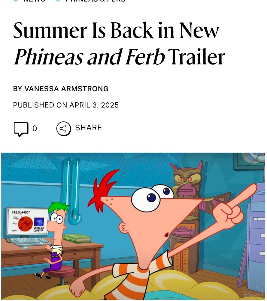 Screenshot av Phineas och Ferb som får en ny säsong efter 10år.
