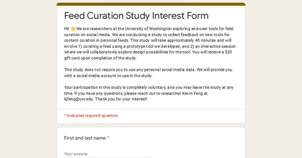 Feed Curation Study Interest Form