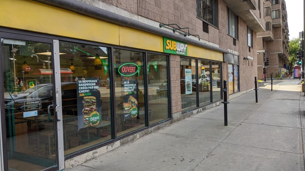 Storefront of a Subway in Montreal. 